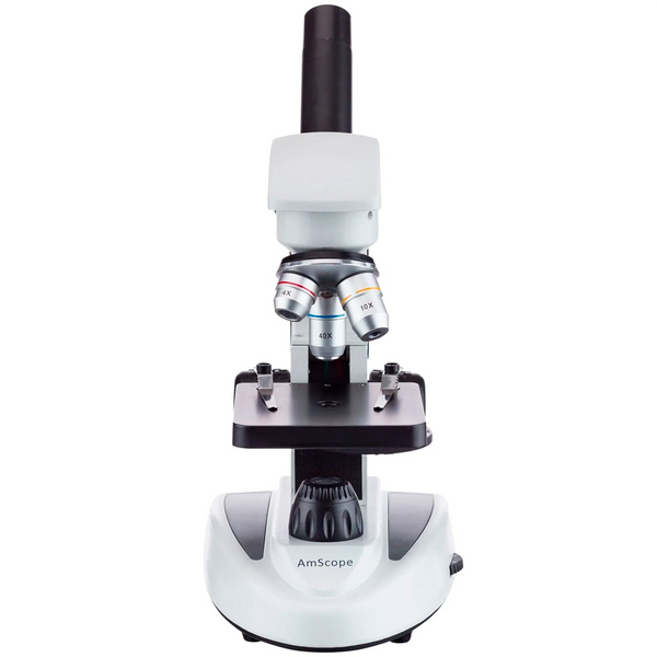 Microscopio Biológico Monocular AmScope Serie M149C con Aumento de 400× e Iluminación LED ²⁶