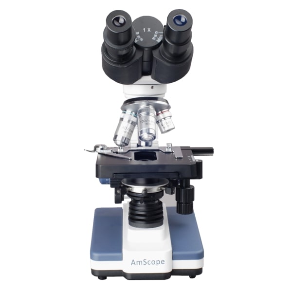 Microscopio Compuesto Binocular AmScope Serie B120 40X–2500X + Cámara 3 MP ²⁶
