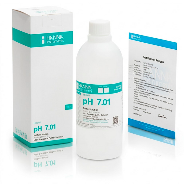 Solución Buffer Hanna Para Calibración de pH 7,01, Botella 500 mL