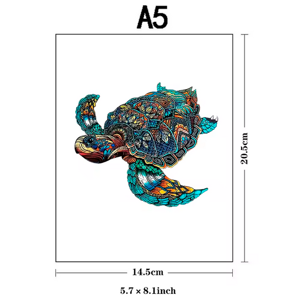 Rompecabezas de Madera de Tortuga Arte Zentangle Incluyendo Piezas con Formas de Animales (+15)