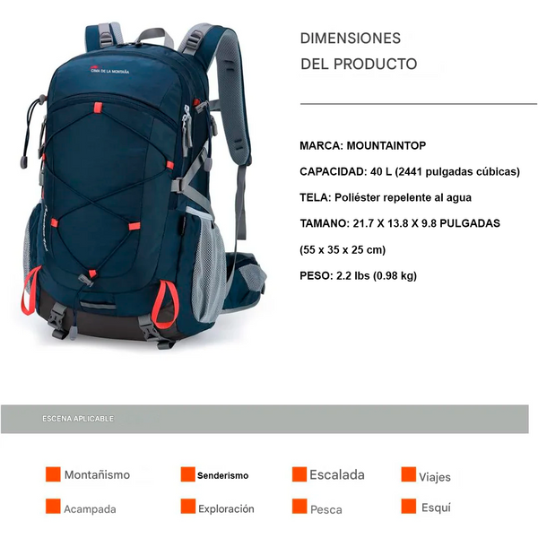 Morrales para Camping Mountaintop 40L 5 Colores