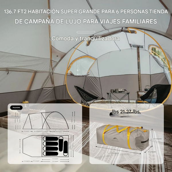Carpa para Acampar NatureHike KOTA 6 para 6 Personas