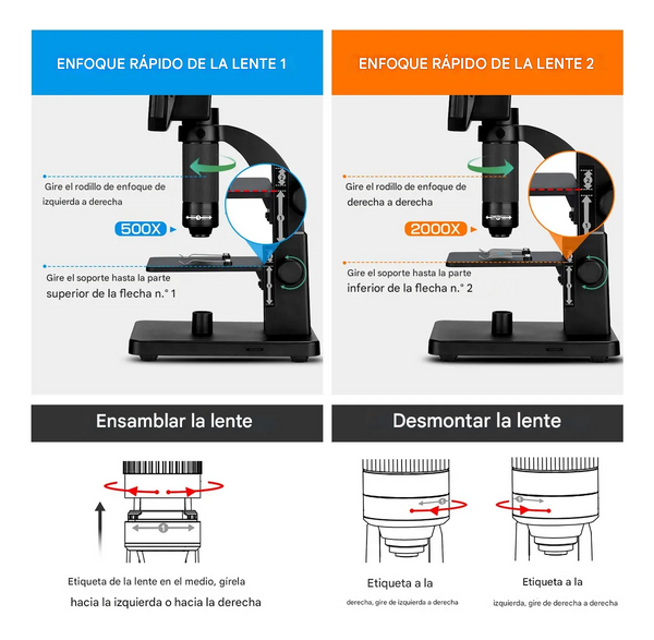 Microscopio con Pantalla LCD 2000X 12MP ²⁶