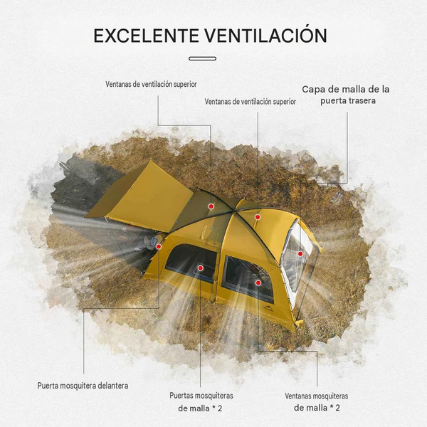 Carpa Naturehike Serie Dune 10.9 para 4 Personas con Salida de Chimenea