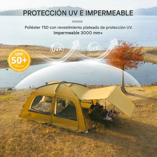 Carpa Naturehike Serie Dune 10.9 para 4 Personas con Salida de Chimenea