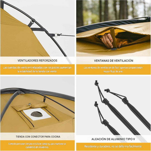Carpa Naturehike Serie Dune 10.9 para 4 Personas con Salida de Chimenea