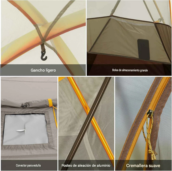 Carpa Naturehike Serie Dune 10.9 para 4 Personas con Salida de Chimenea