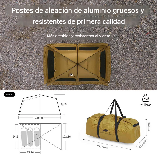 Carpa Naturehike Serie Dune 10.9 para 4 Personas con Salida de Chimenea