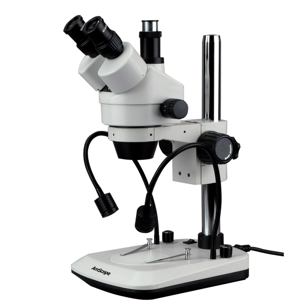 Microscopio Estéreo Trinocular AmScope Serie SM1T 7X–45X con Iluminación LED Dual Integrada de Cuello de Ganso