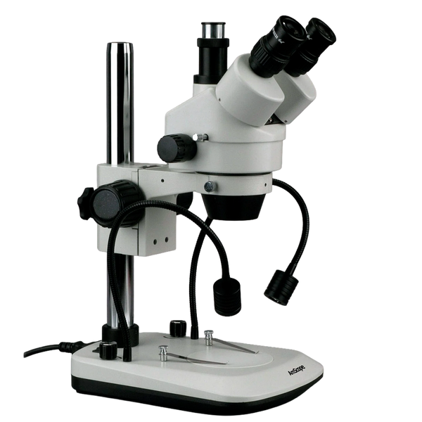 Microscopio Estéreo Trinocular AmScope Serie SM1T 7X–45X con Iluminación LED Dual Integrada de Cuello de Ganso