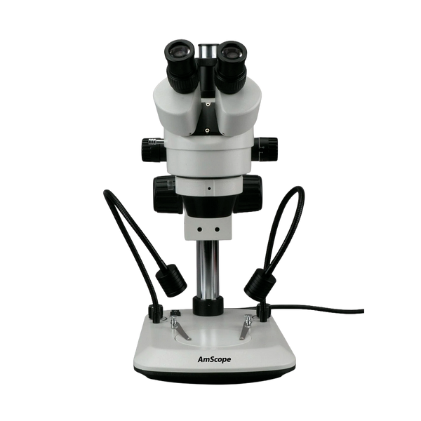 Microscopio Estéreo Trinocular AmScope Serie SM1T 7X–45X con Iluminación LED Dual Integrada de Cuello de Ganso
