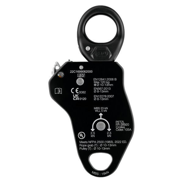 Polea de Captura de Progreso Petzl Pro Traxion con Pivote y Resistente a Caídas