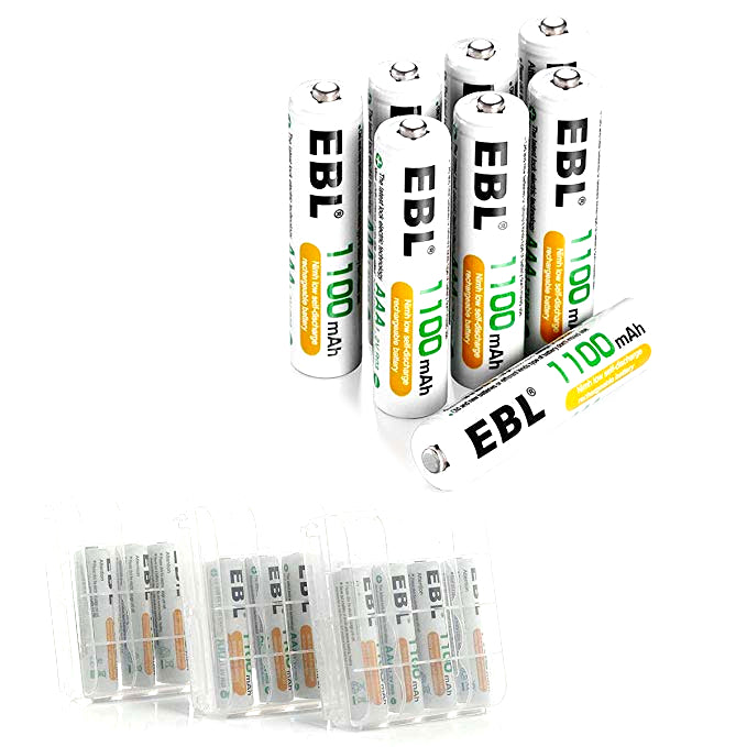 Cargador de baterías AAA y AA y de baterías recargables AAA Ni-MH 1100mAh  16 unidades con estuches para pilas de EBL – Yaxa Colombia