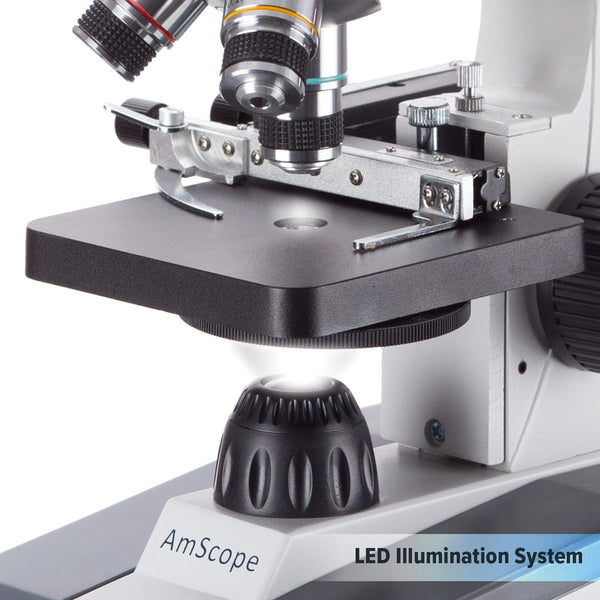 Microscopio Monocular Portátil Amscope LED 40X-1000X