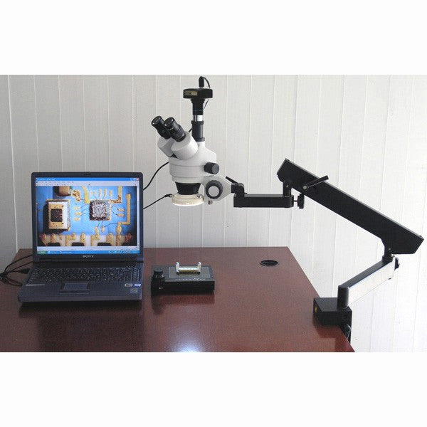Microscopio Trinocular Articulado Amscope - 3.5X-45X + Anillo de Luz
