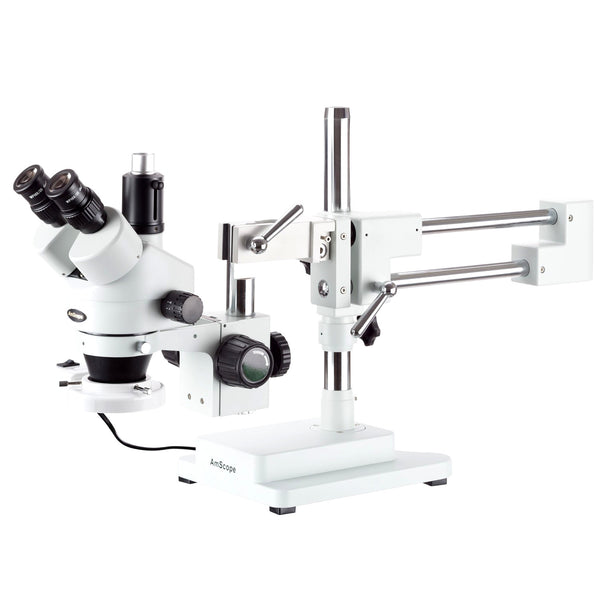 Microscopio Trinocular Amscope Soporte de Pluma - 7X-90X / Luz Fluorescente