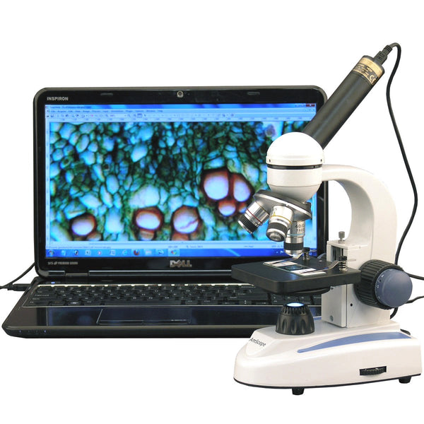 Microscopio Monocular Amscope Cabeza rotatoria 360 + Cámara USB / 40X-1000X