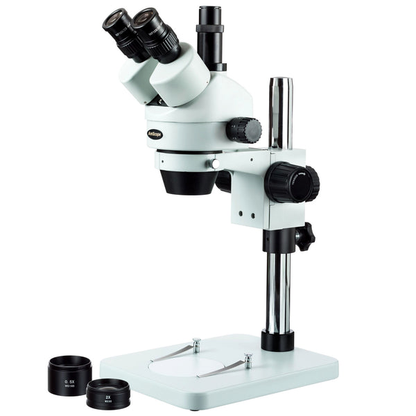 Microscopio Estéreo Trinocular Amscope 3.5X-90X con Soporte de Mesa