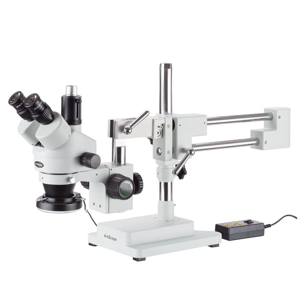 Microscopio Trinocular Estéreo 3.5X-90X con Anillo de Luz de 144 LED - 4 Zonas