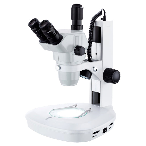 Microscopio Estéreo Trinocular Amscope Iluminación Doble LED 6.2-50X