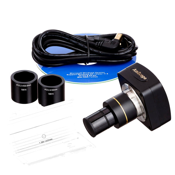 Cámaras Digitales USB 2.0 para Microscopios Amscope de Montura-C con Lentes de Reducción