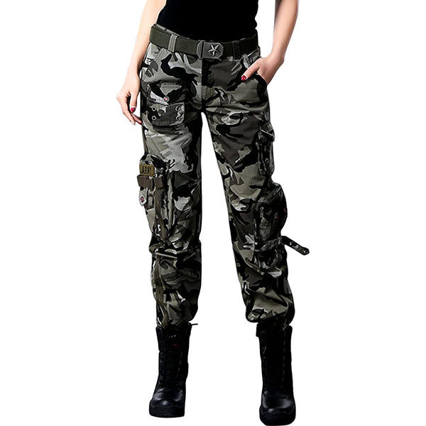 Pantalón Femenino Chouyatou Tipo Cargo Largo Táctico Militar
