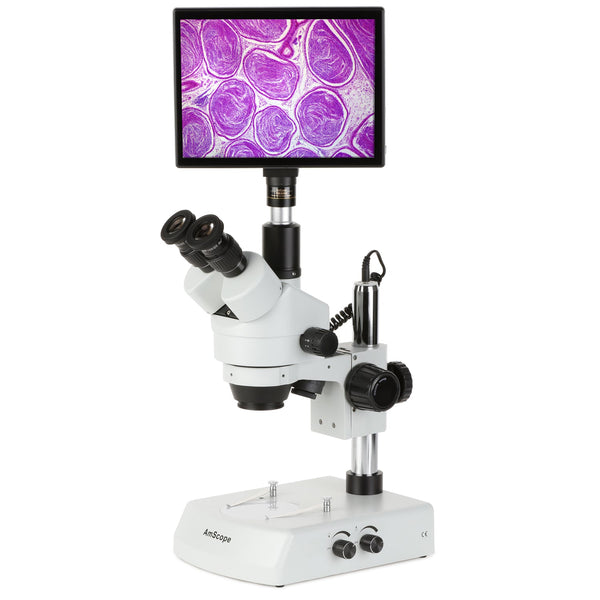 Microcópio Esteréo Trinocular Amscope LED 7X-45X con Monitor Táctil 9.7"
