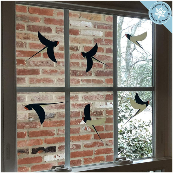 Disuador Visual de Aves Window Flakes Etiquetas Estáticas Adhesivas Figuras Golondrinas Volando