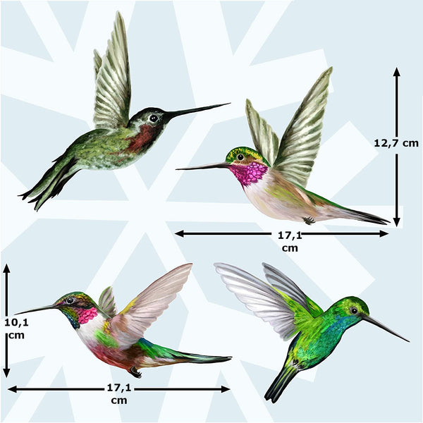 Disuador Visual de Aves Window Flakes Etiquetas Estáticas Adhesivas Figuras Colibríes