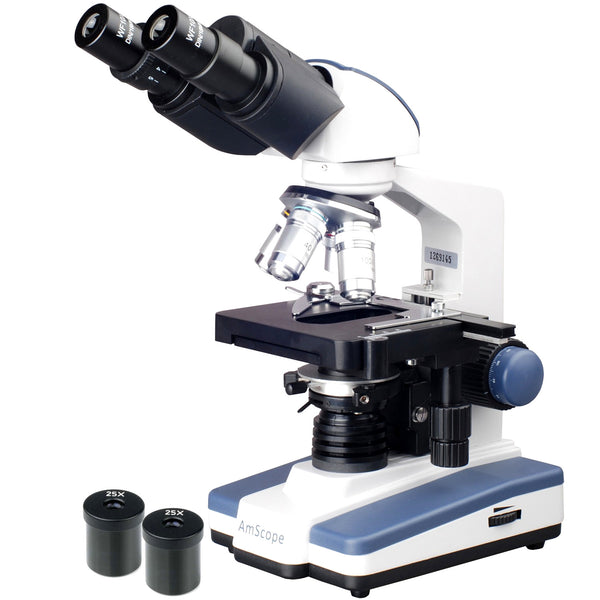 Microscópio Compuesto Binocular Amscope / 40X-2500X - 3D Cámara USB 5.0MP