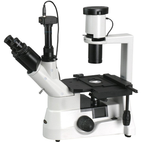 40X-1000X Plan óptico de larga distancia Microscopio invertido + Cámara de 3MP