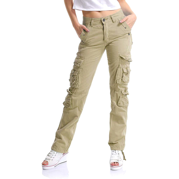 Pantalones Tipo Cargo Mesinsefra Multiples Bolsillos para Mujer
