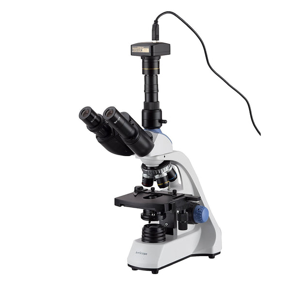 Microscopio Trinocular Compuesto AmScope -LED / 40X-2500X - 3D Cámara USB 3.0MP