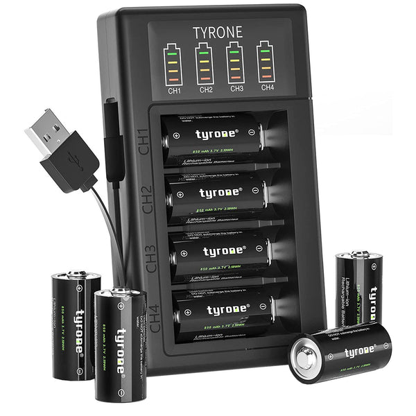 Baterías Recargables Tyrone CR123 850 mAh - Cargador